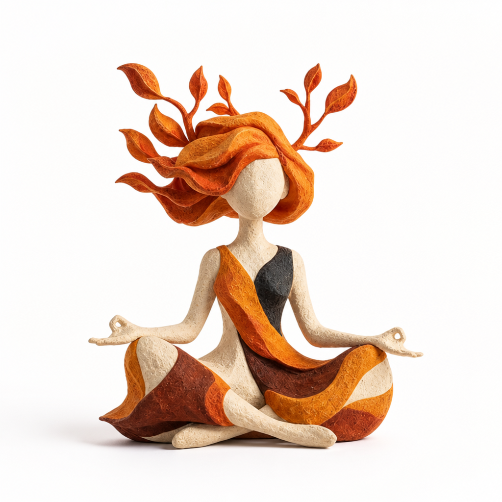 Hand-Painted Matte Bio-Based Resin & Clay Meditation Figurine