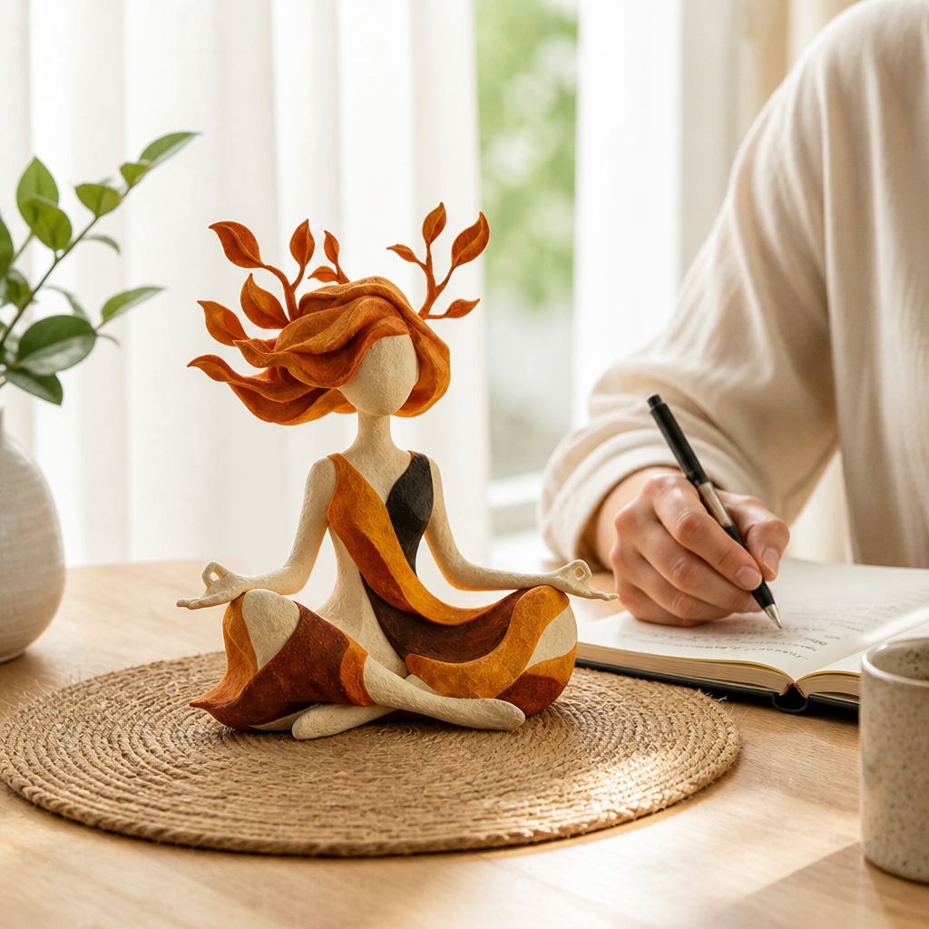 Hand-Painted Matte Bio-Based Resin & Clay Meditation Figurine