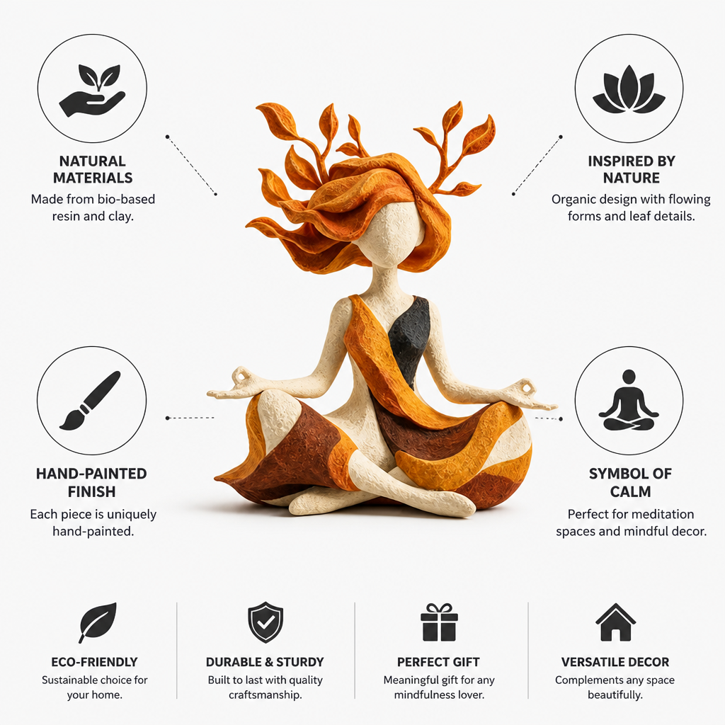 Hand-Painted Matte Bio-Based Resin & Clay Meditation Figurine