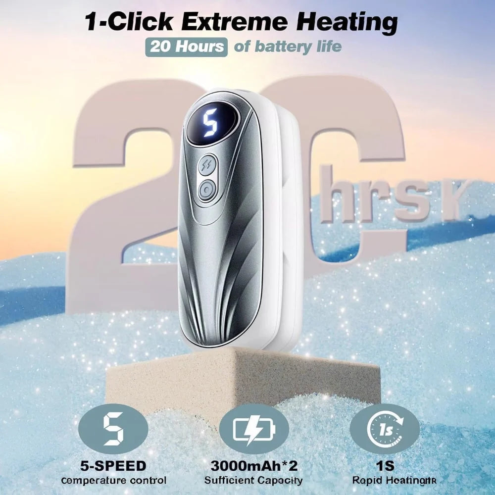 Hand Warmers Rechargeable Set of 2 Five Heat Settings LED Display