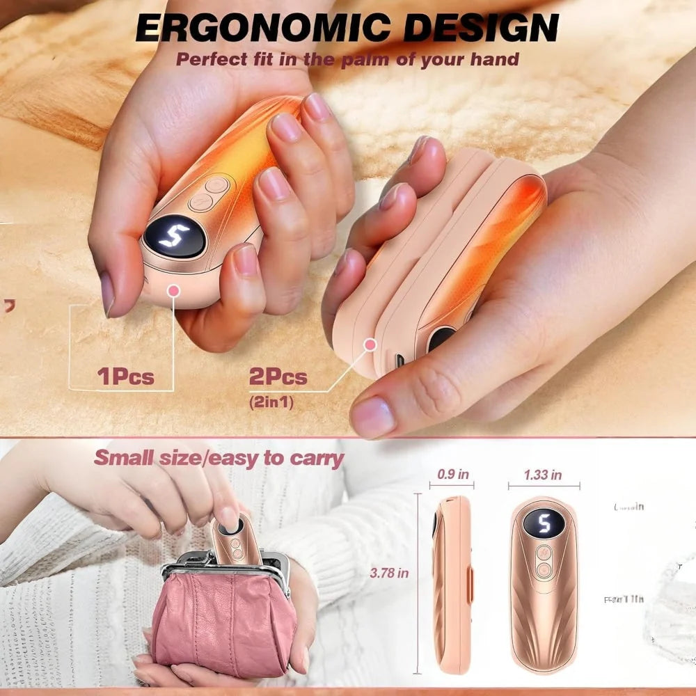 Hand Warmers Rechargeable Set of 2 Five Heat Settings LED Display