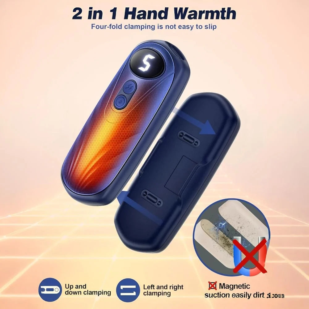Hand Warmers Rechargeable Set of 2 Five Heat Settings LED Display