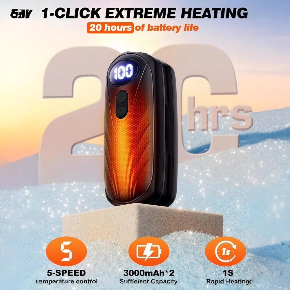 Hand Warmers Rechargeable Set of 2 Five Heat Settings LED Display