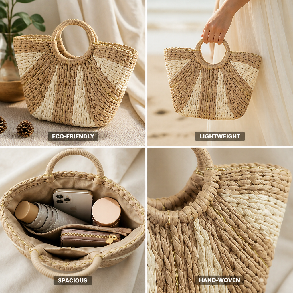 Hand-Woven Natural Eco-Friendly Basket Bag