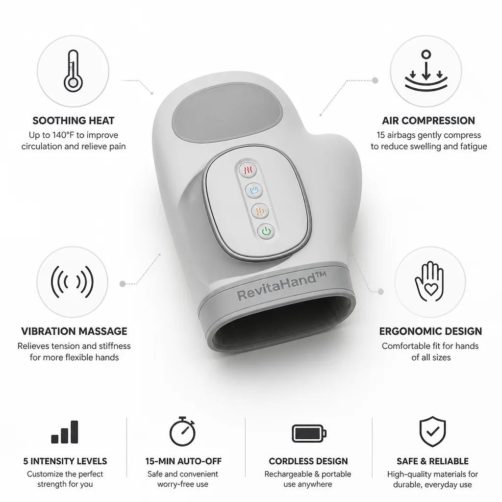 Hand & Wrist Massager Heat Compression & Vibration