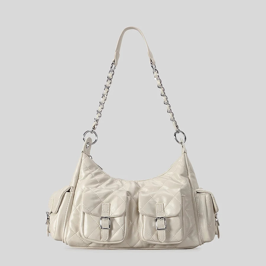 Handbag Quilted Multiple Pockets Adjustable Chain Strap