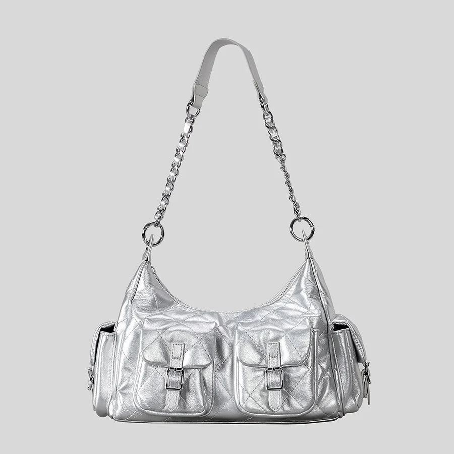 Handbag Quilted Multiple Pockets Adjustable Chain Strap