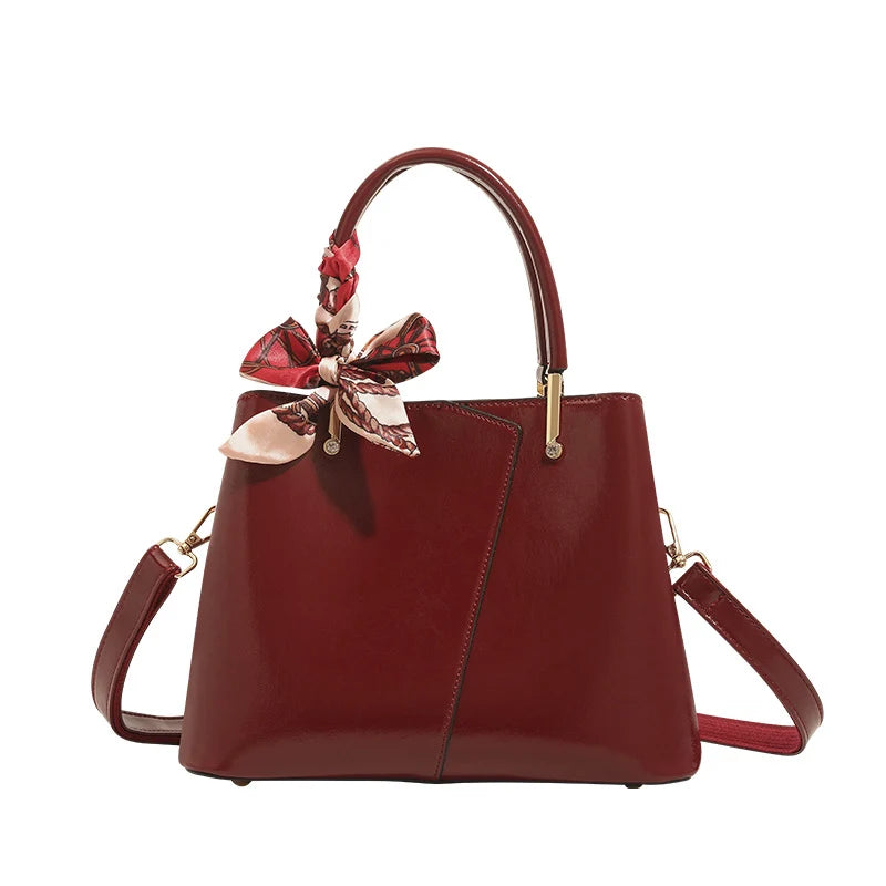 Handbag Structured Faux Leather Detachable Strap