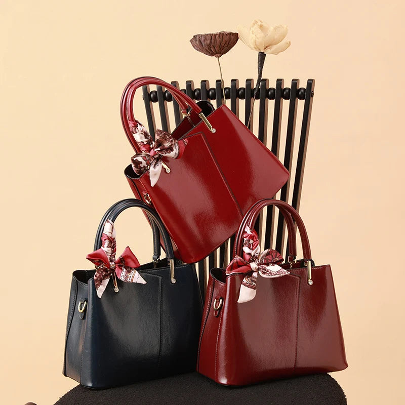 Handbag Structured Faux Leather Detachable Strap