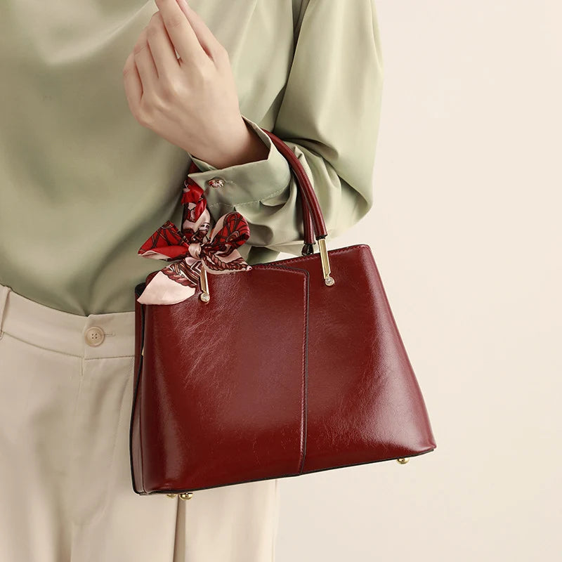 Handbag Structured Faux Leather Detachable Strap