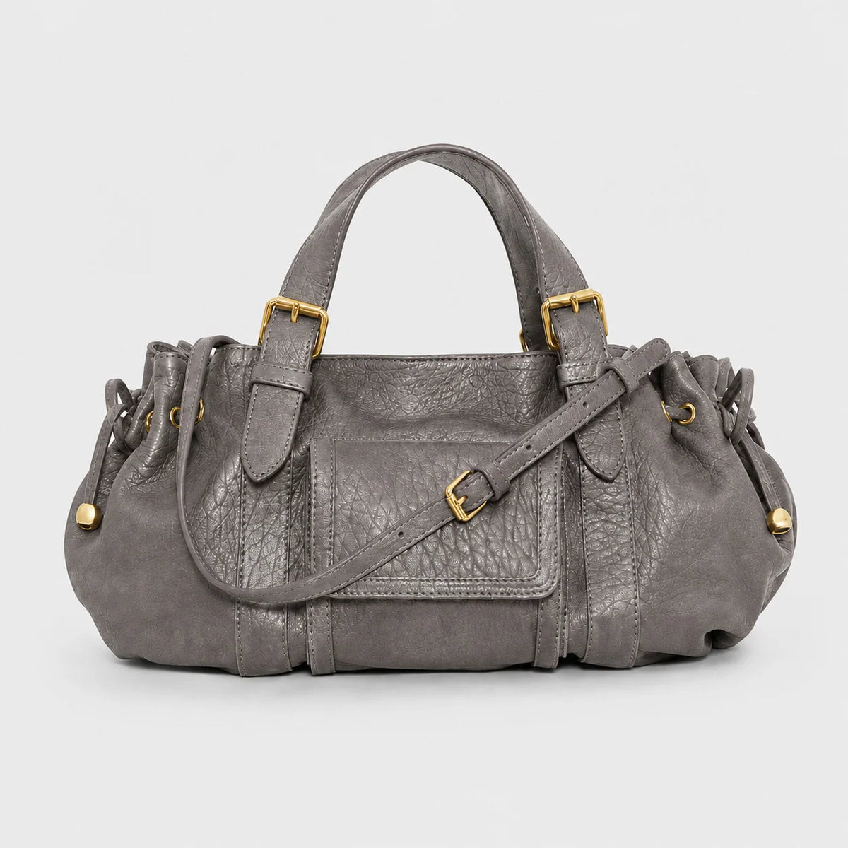 Handbag Textured Leather Structured Design Detachable Shoulder Strap