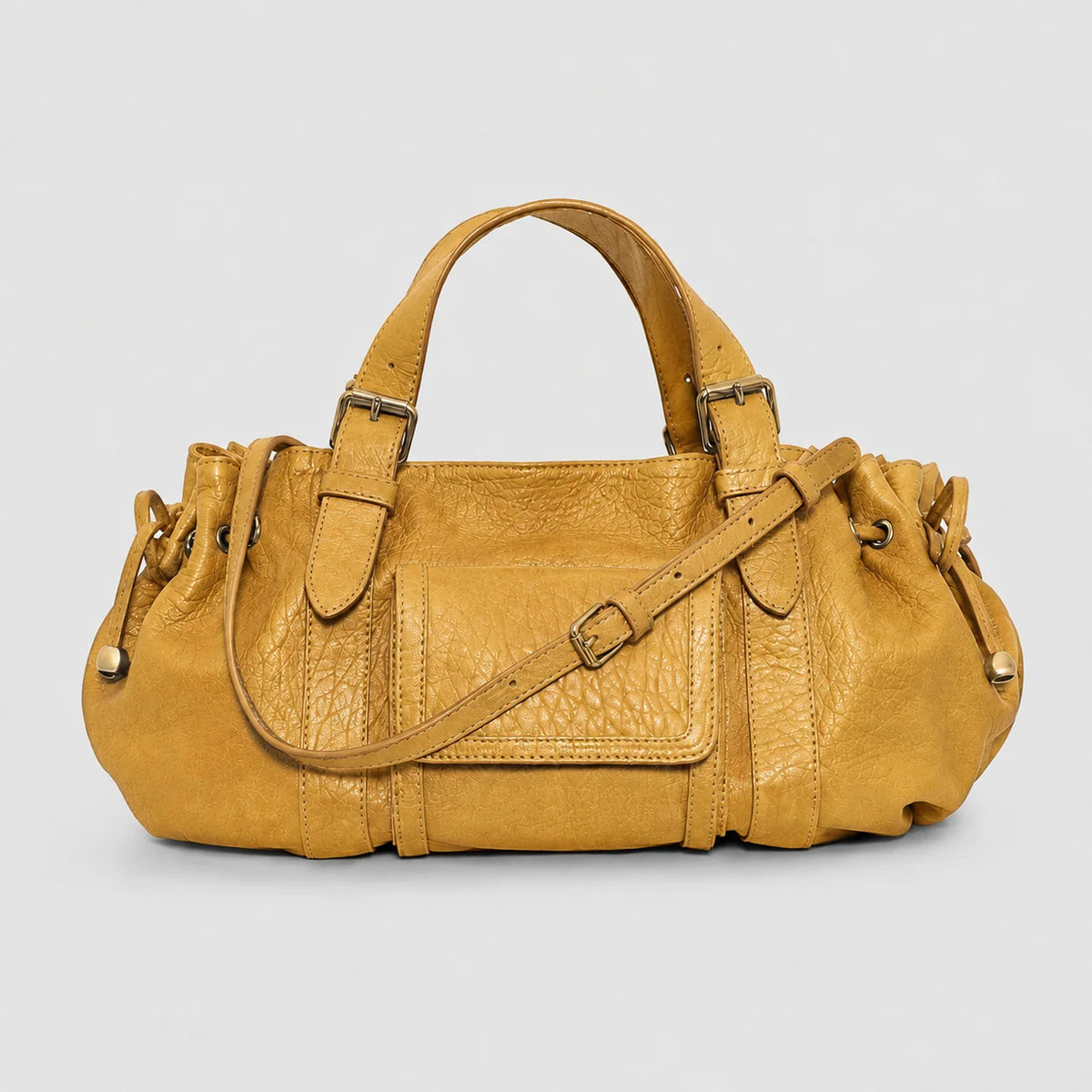 Handbag Textured Leather Structured Design Detachable Shoulder Strap