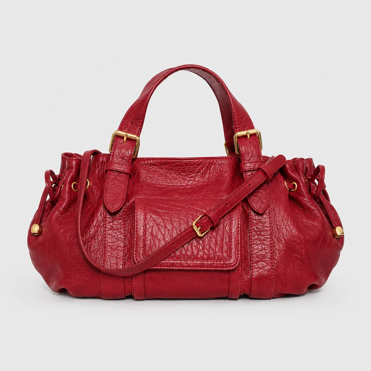 Handbag Textured Leather Structured Design Detachable Shoulder Strap