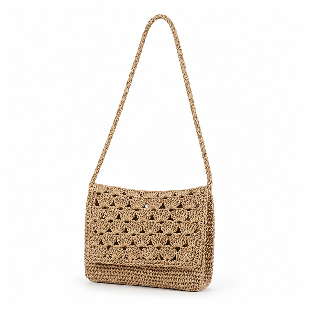 Handcrafted Braided Natural Fiber Shoulder Bag (Ergonomic Strap)