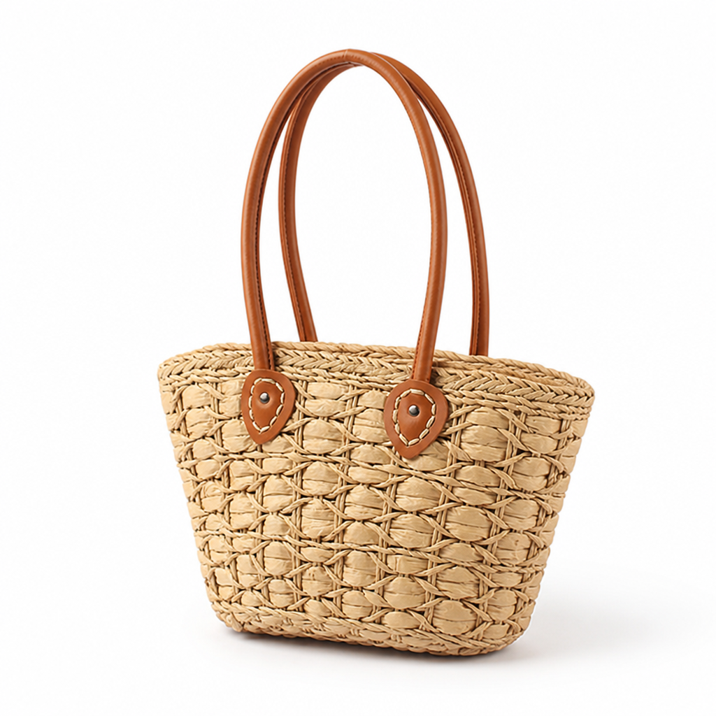 Handcrafted Braided Straw Tote Bag