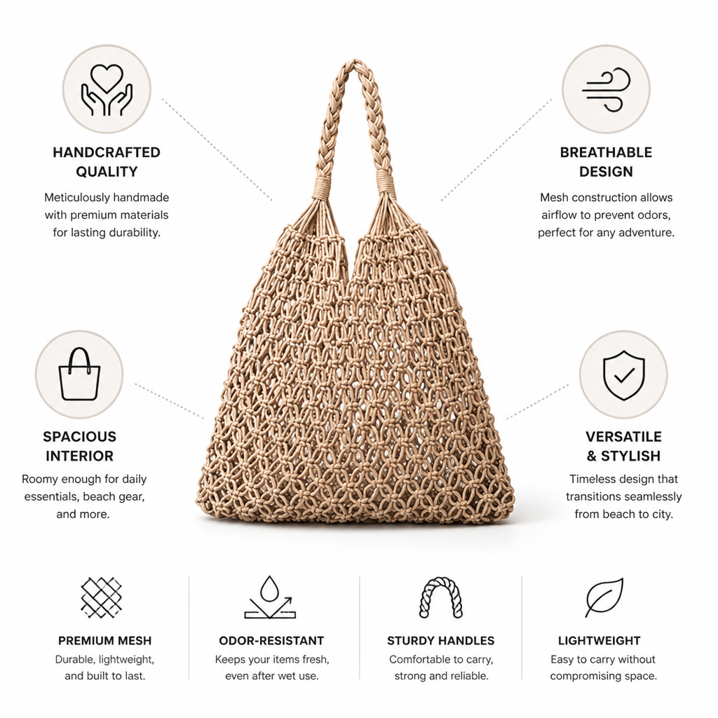 Handcrafted Breathable Odor-Resistant Mesh Tote