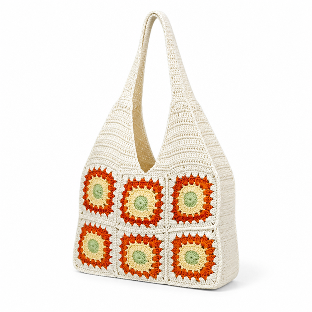 Handcrafted Colorful Crochet Handbag (Wide Shoulder Straps)