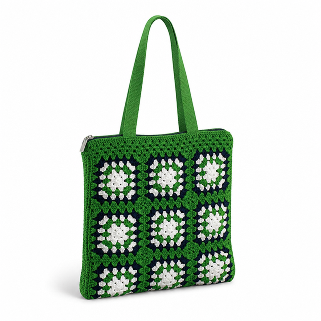 Handcrafted Cotton Granny Square Tote