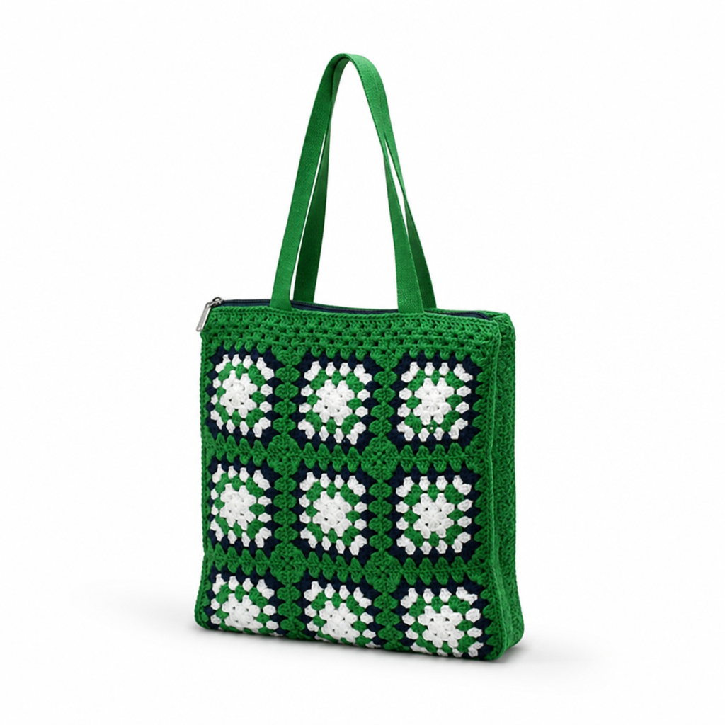 Handcrafted Cotton Granny Square Tote