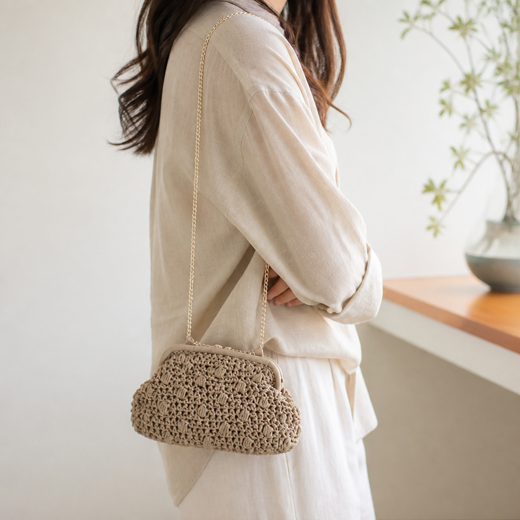 Handcrafted Crochet Fine Chain Strap Handbag