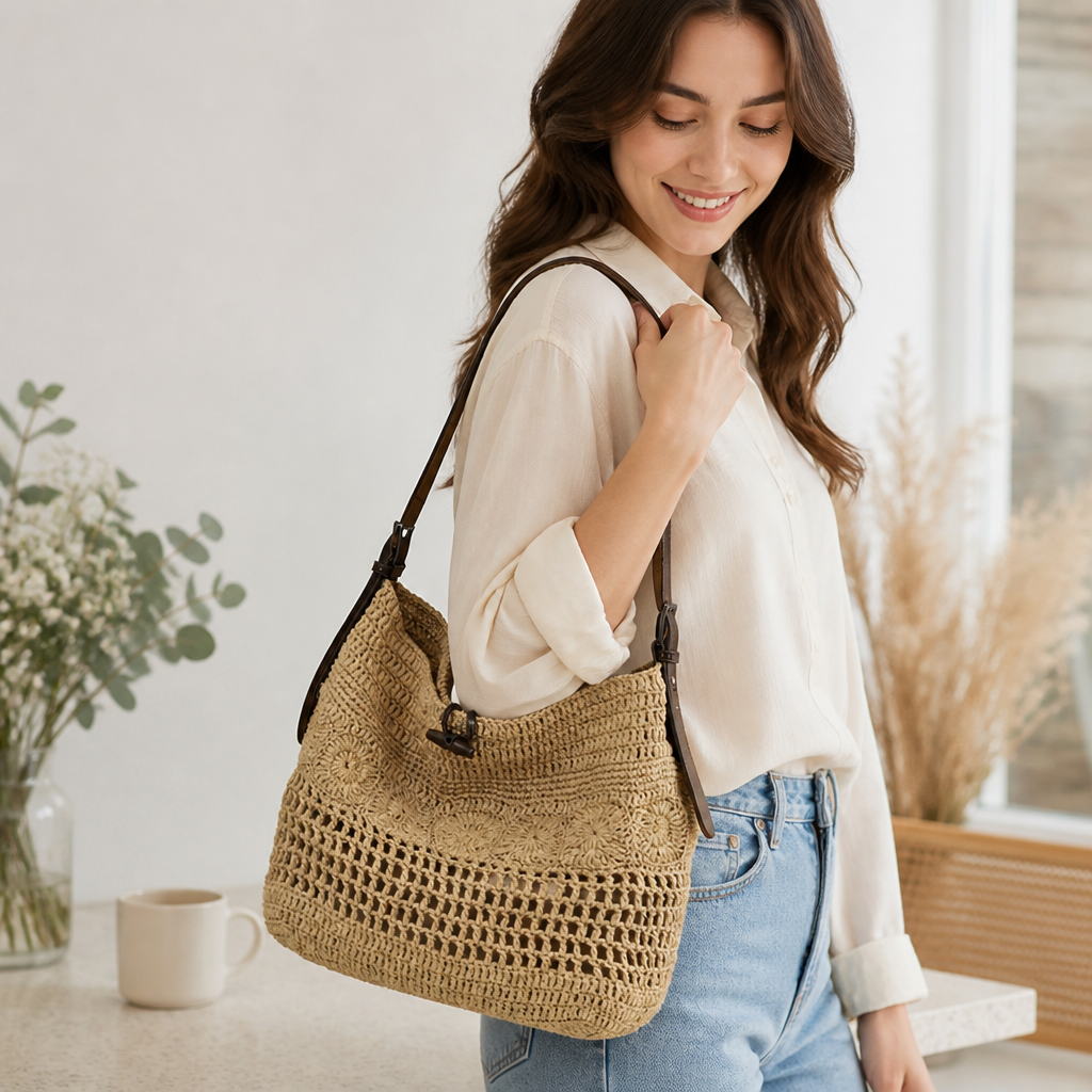 Handcrafted Crochet Spacious Crossbody Bag