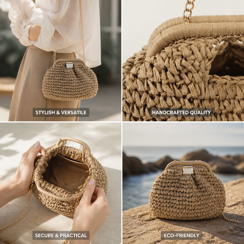 Handcrafted Eco-Friendly Handbag (Adjustable Chain Strap)