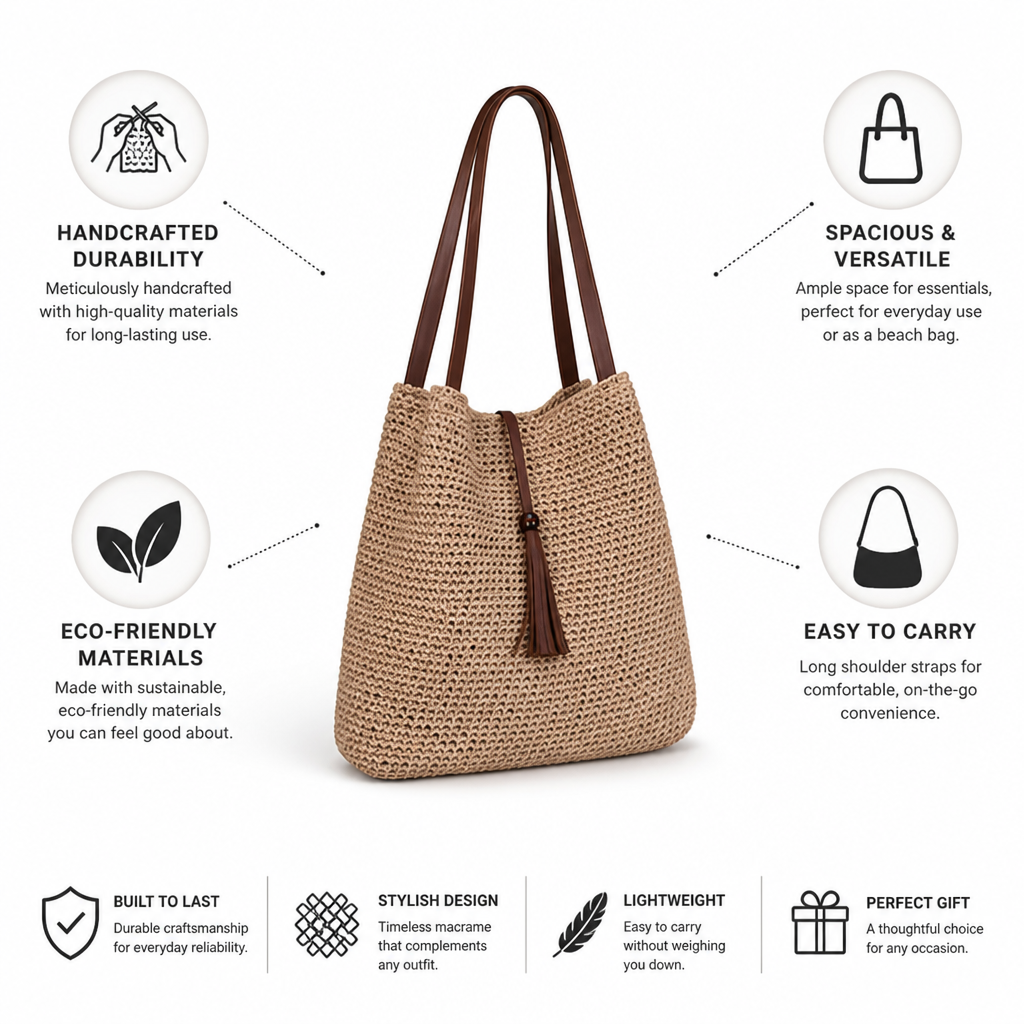 Handcrafted Eco-Friendly Macrame Shoulder Bag