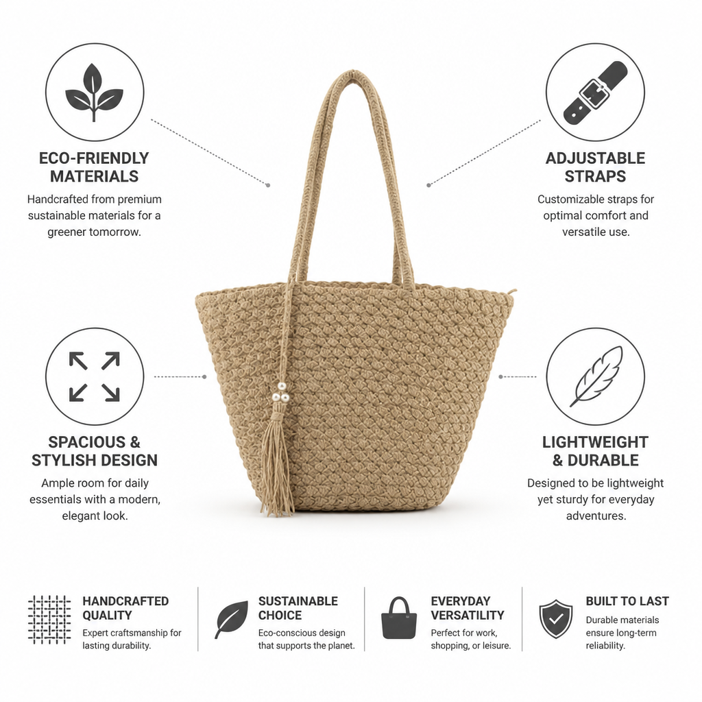 Handcrafted Eco-Friendly Shoulder Bag (Adjustable Straps)