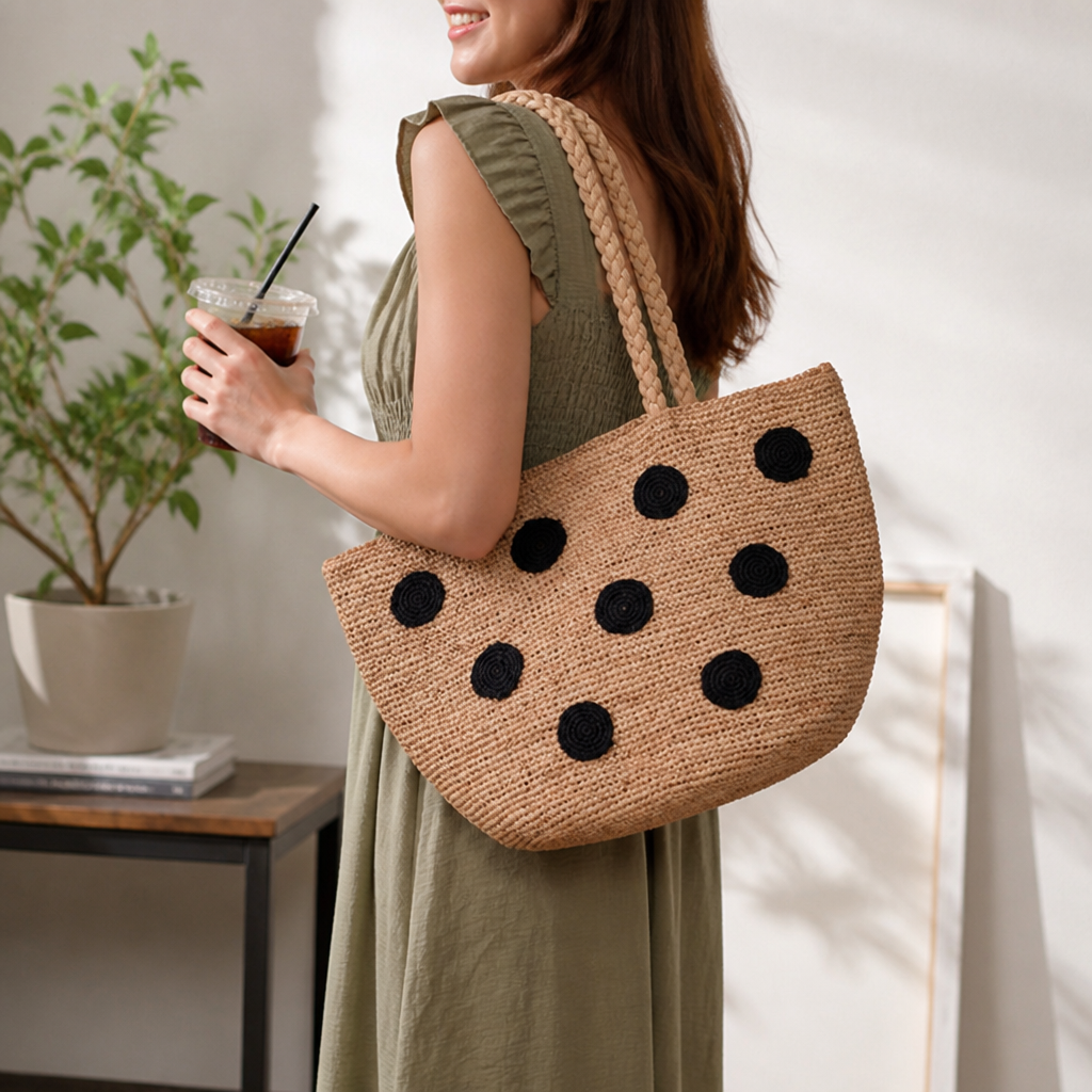 Handcrafted Eco-Friendly Tote Bag (Woven Handles)