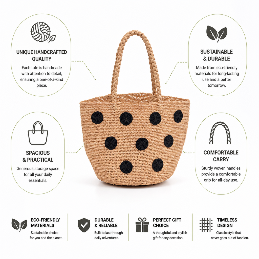 Handcrafted Eco-Friendly Tote Bag (Woven Handles)