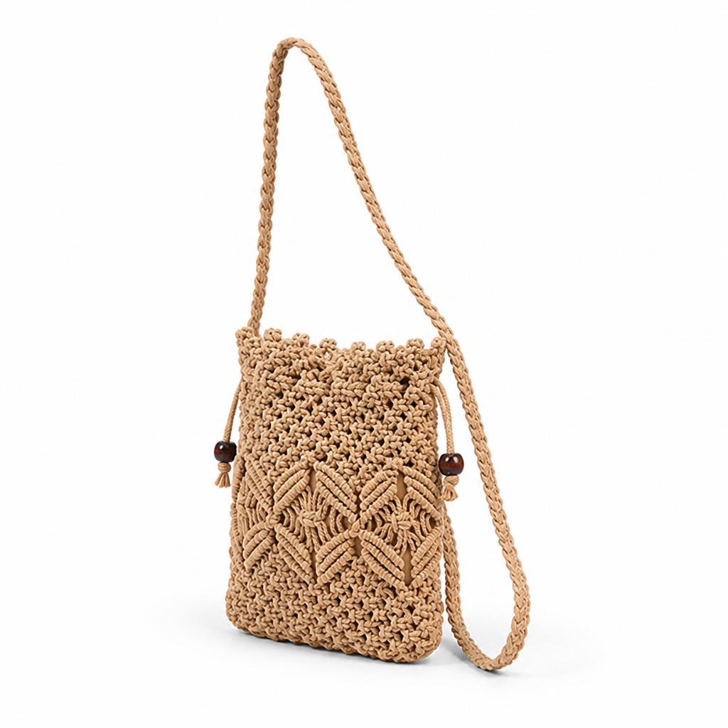 Handcrafted Macramé Shoulder Bag (Adjustable Strap)