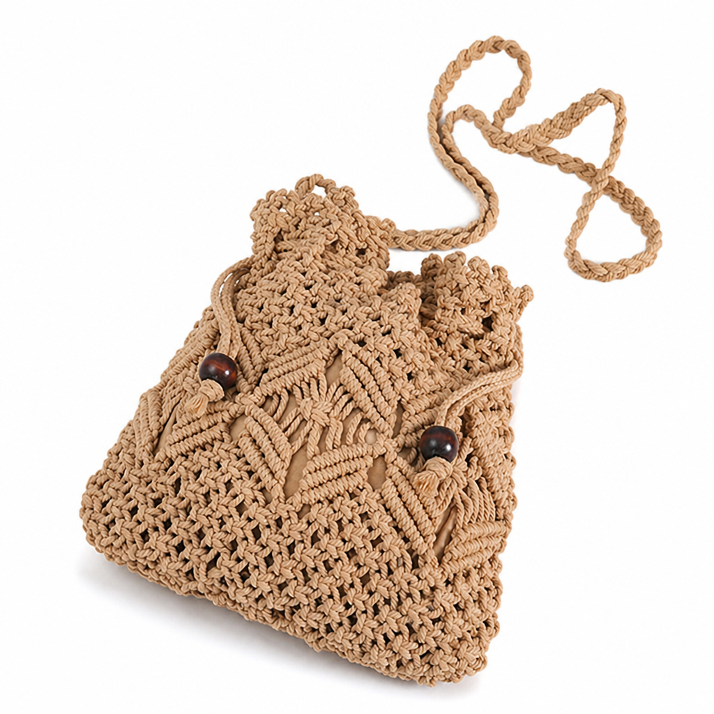 Handcrafted Macramé Shoulder Bag (Adjustable Strap)