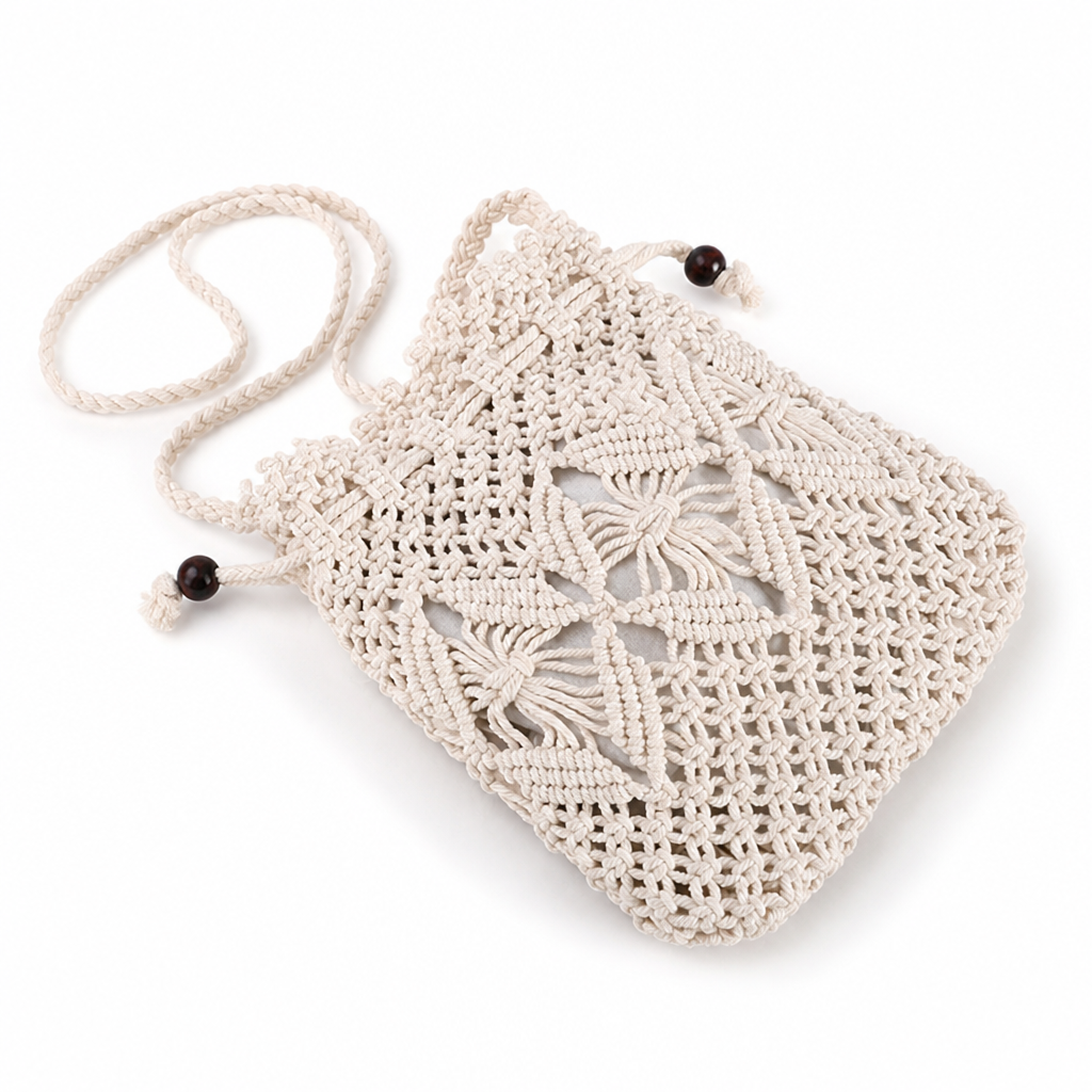 Handcrafted Macramé Shoulder Bag (Adjustable Strap)