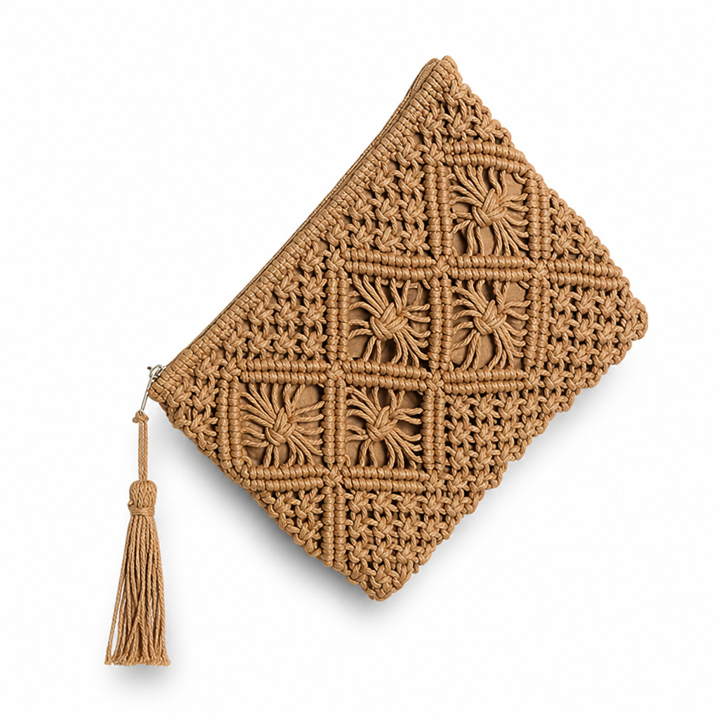 Handcrafted Macrame Tassel Clutch (Evening Bag)