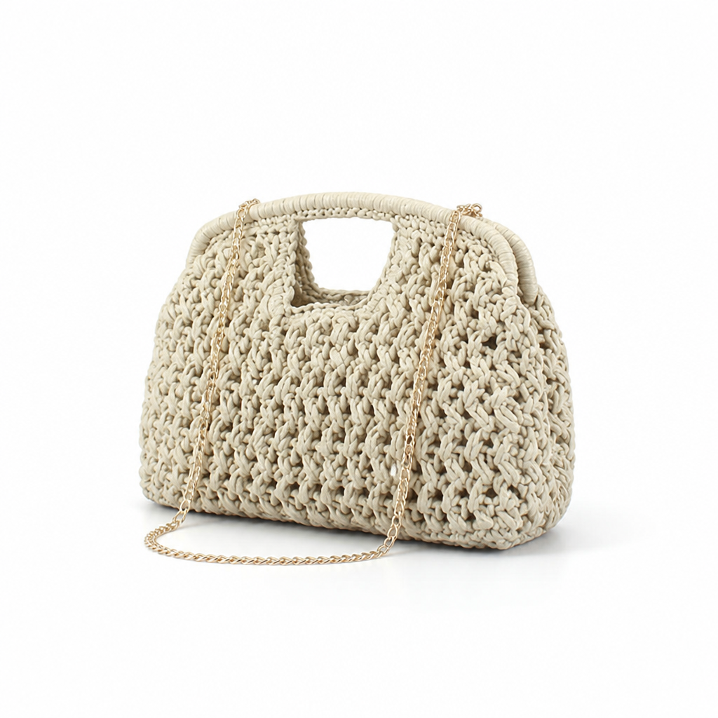 Handcrafted Metallic Chain Lightweight & Spacious Handbag