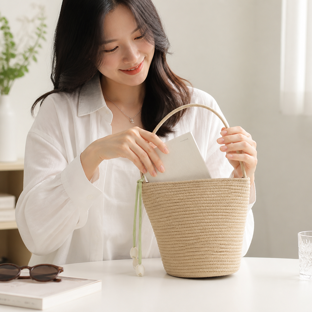 Handcrafted Natural Fabric Minimalist Handbag