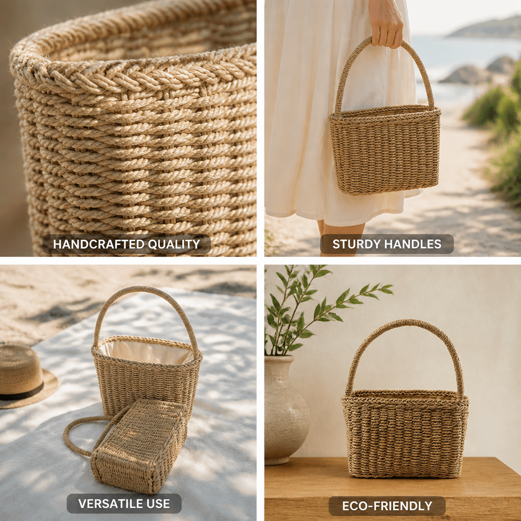 Handcrafted Natural Fiber Basket Bag