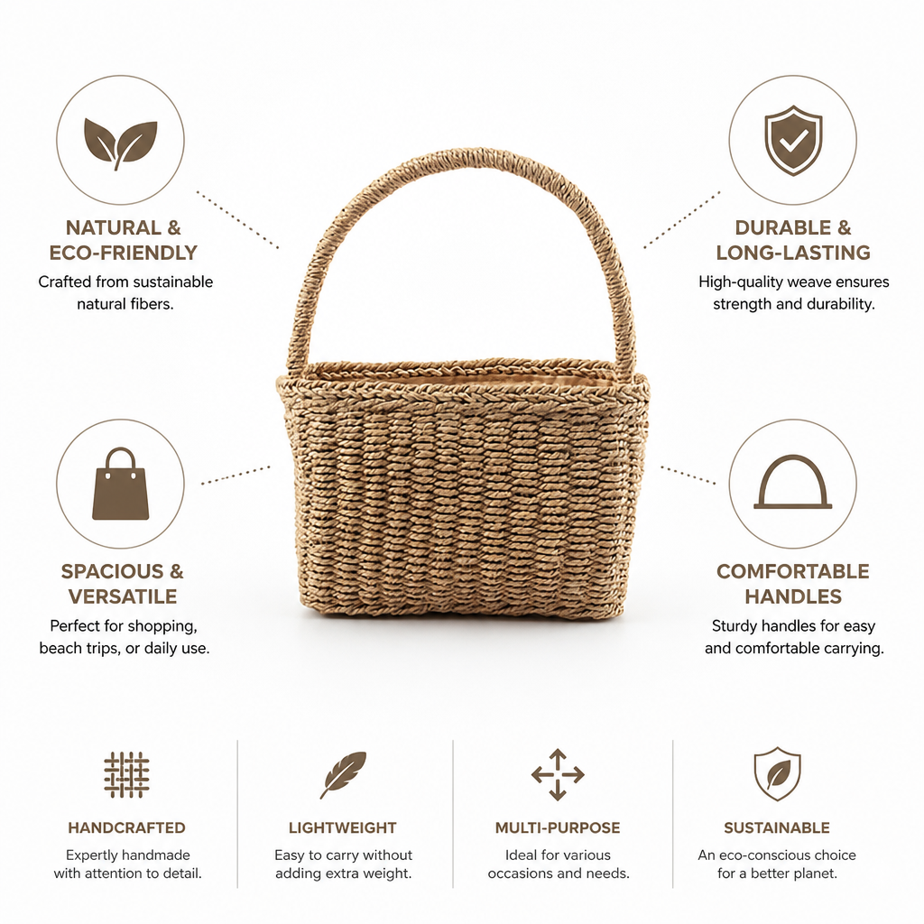 Handcrafted Natural Fiber Basket Bag