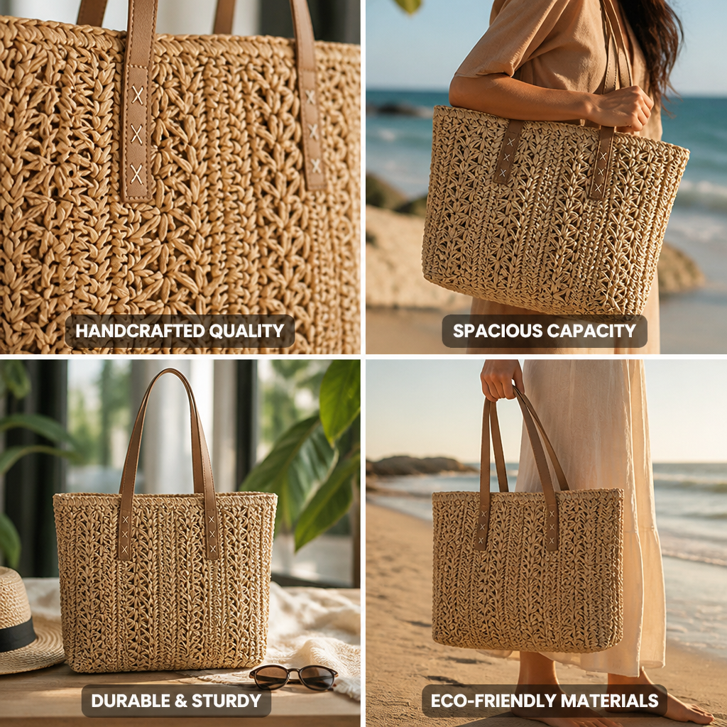 Handcrafted Natural-Fiber Macramé Beach Bag