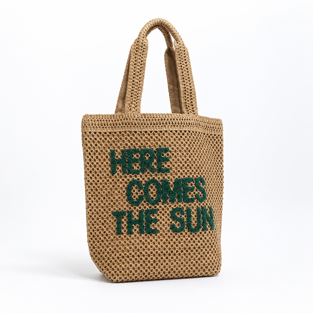 Handcrafted Natural-Fiber Macrame Tote (Quote Design)