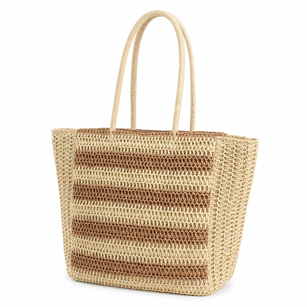 Handcrafted Natural Striped Tote Bag