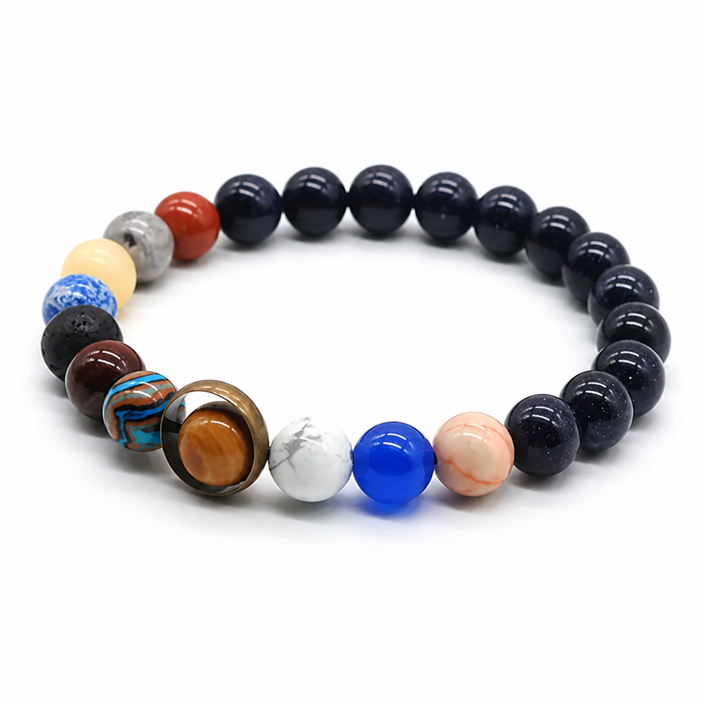 Handcrafted Solar System Beaded Bracelet (Stretch)