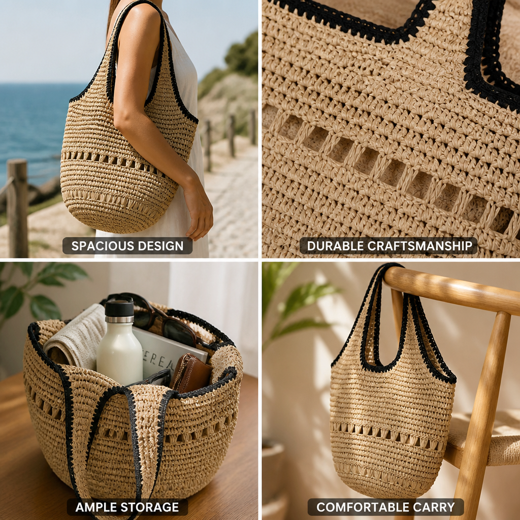 Handcrafted Spacious Straw Tote