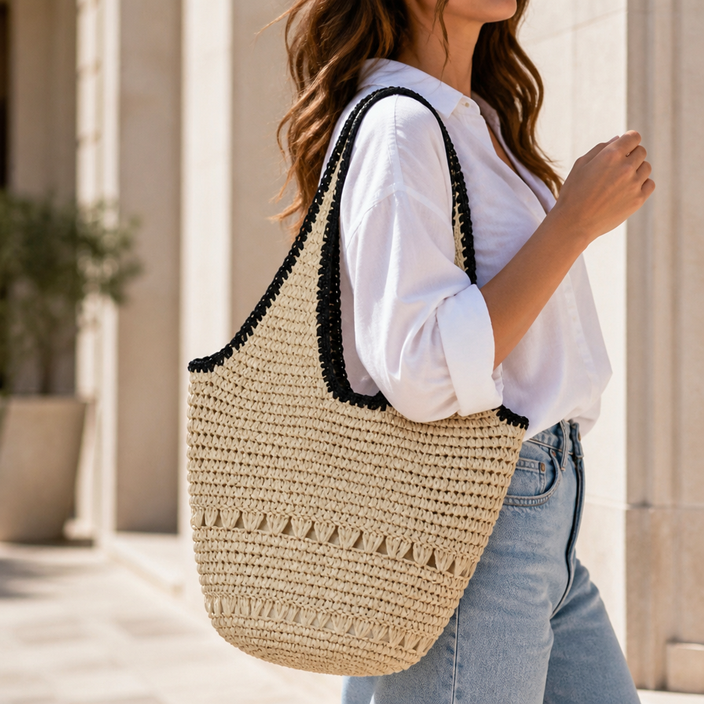 Handcrafted Spacious Straw Tote