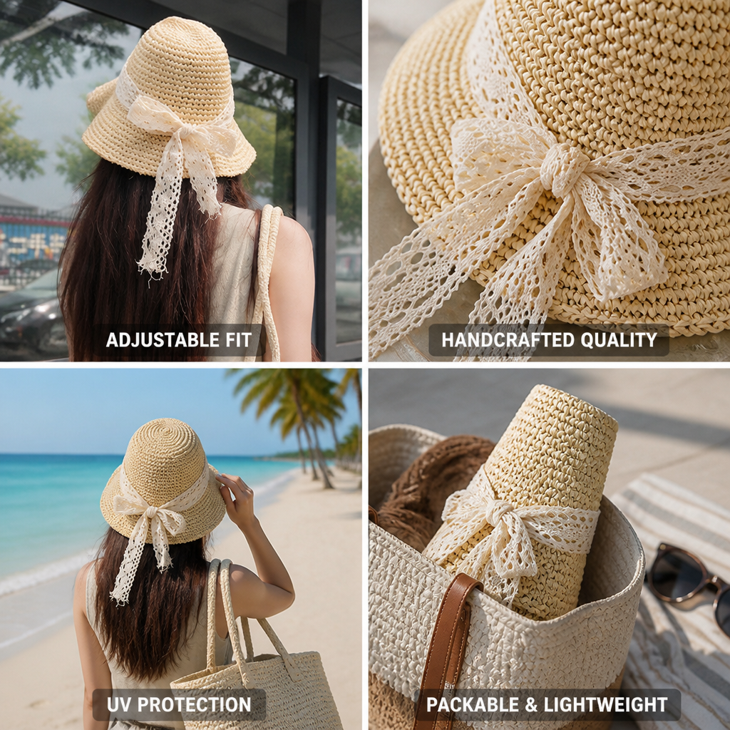 Handcrafted Straw UV-Protective Sun Hat (Adjustable Fit)