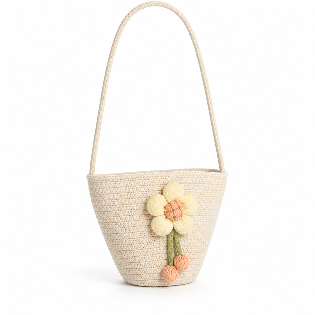 Handcrafted Sustainable Cotton Flower-Embroidered Shoulder Bag