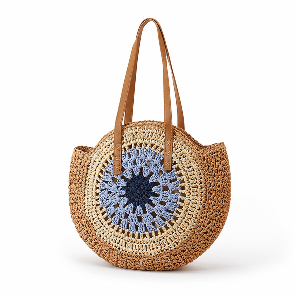 Handcrafted Woven Natural-Fiber Beach Bag