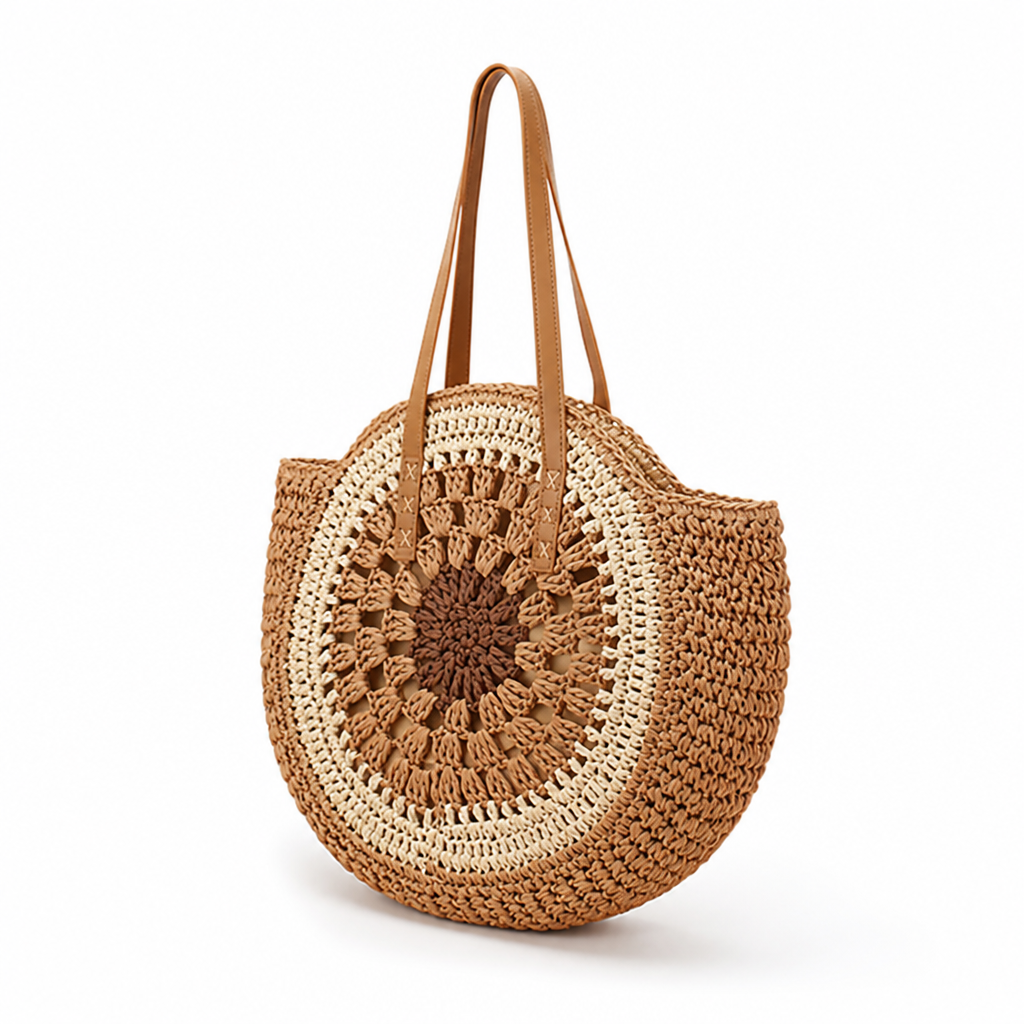 Handcrafted Woven Natural-Fiber Beach Bag