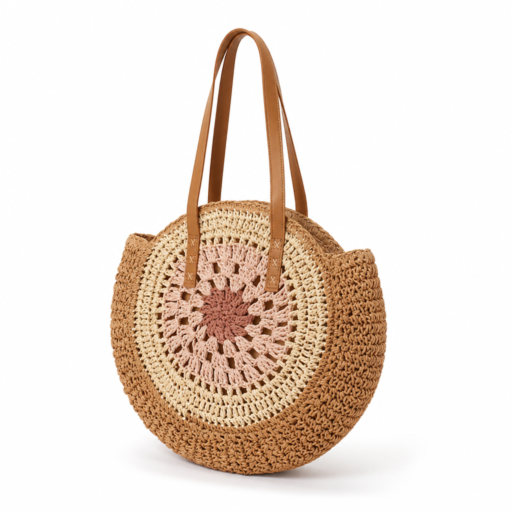 Handcrafted Woven Natural-Fiber Beach Bag