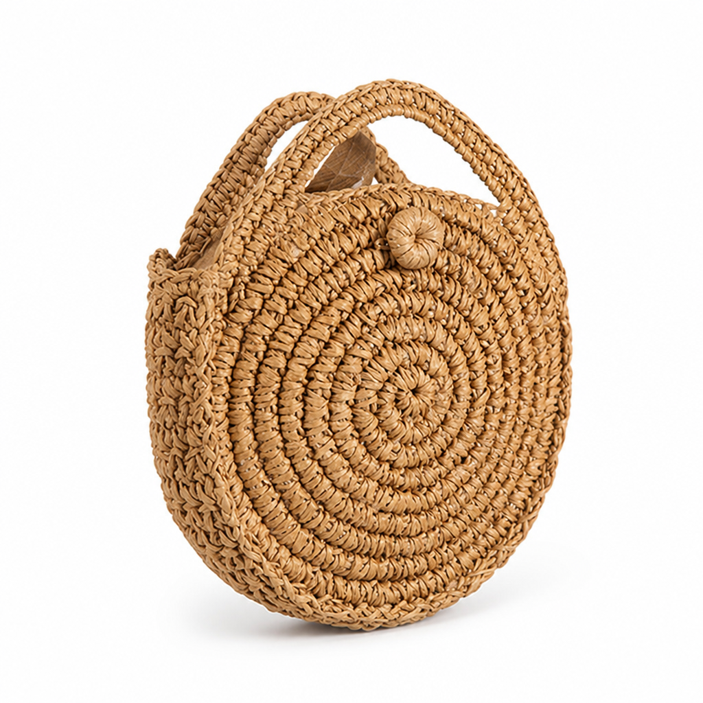 Handcrafted Woven Round Straw Bag